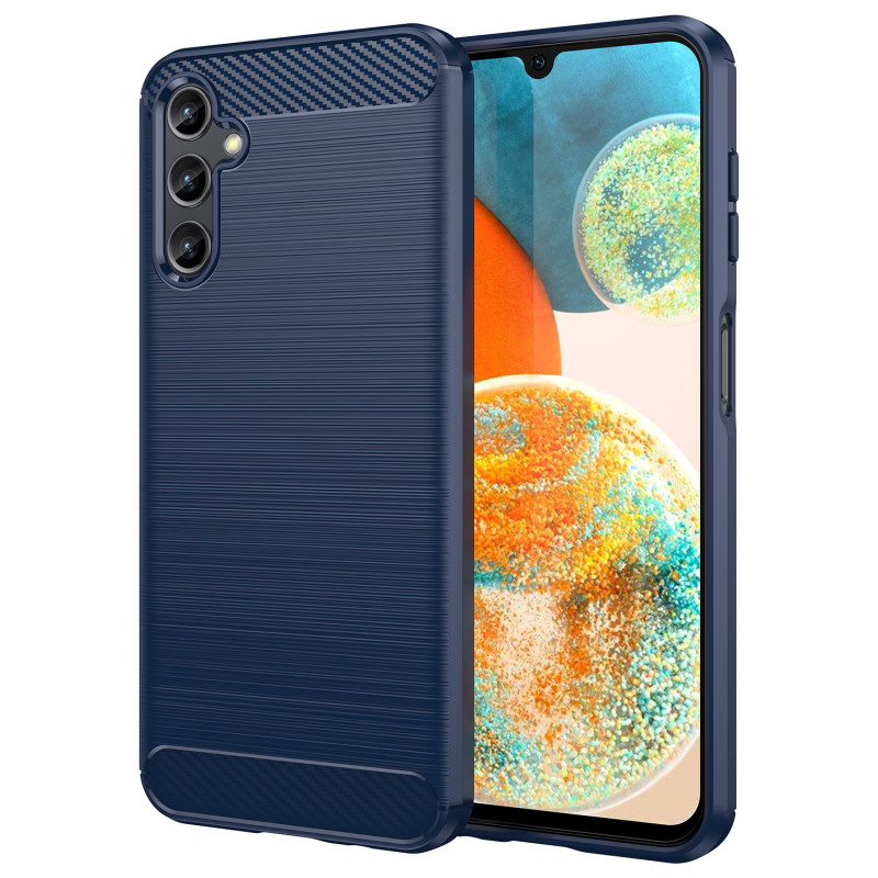 Anglies dėklas Samsung Galaxy A14 5G lankstus silikoninis anglies dangtelis mėlynas
