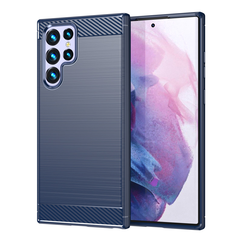 Anglies dėklas, skirtas Samsung Galaxy S23 Ultra lankstus silikoninis anglies dangtelis mėlynas