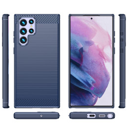 Anglies dėklas, skirtas Samsung Galaxy S23 Ultra lankstus silikoninis anglies dangtelis mėlynas