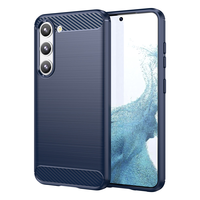 Anglies dėklas Samsung Galaxy S23+, lankstus silikoninis anglies dangtelis, mėlynas