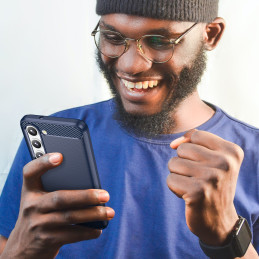 Anglies dėklas Samsung Galaxy S23+, lankstus silikoninis anglies dangtelis, mėlynas