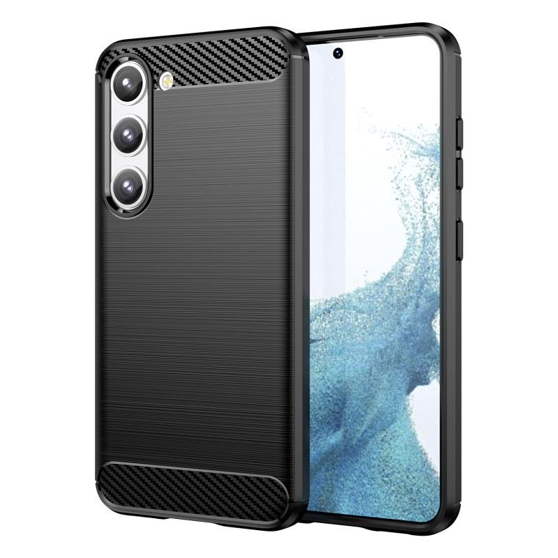 Anglies dėklas Samsung Galaxy S23+, lankstus silikoninis anglies dangtelis, juodas