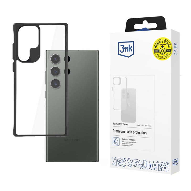 3mk Satin Armor Case+ dėklas, skirtas Samsung Galaxy S23 Ultra - skaidrus