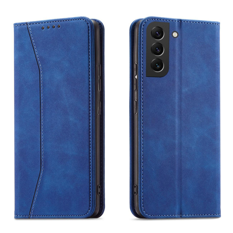 Magnetinis Fancy Dėklas, skirtas Samsung Galaxy S23 dangtelis su atvartu, mėlynas piniginės stovas