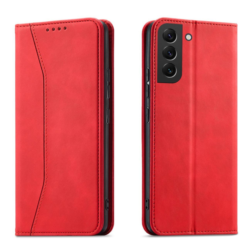 Magnetinis Fancy Dėklas Samsung Galaxy S23 Ultra, dangtelis su atvartu, piniginės stovas, raudonas