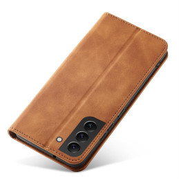 Magnetinis Fancy Dėklas Samsung Galaxy S23 Ultra dangtelis su atvartu piniginės stovas rudas