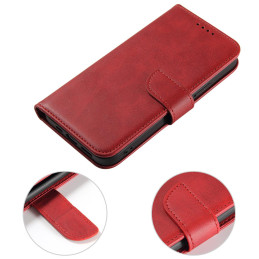Magnetinis dėklas Samsung Galaxy S23, dangtelis su atvartu, piniginės stovas, raudonas