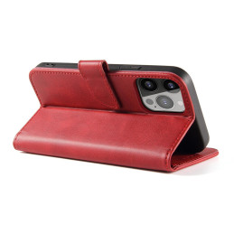 Magnetinis dėklas Samsung Galaxy S23, dangtelis su atvartu, piniginės stovas, raudonas