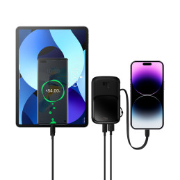 Powerbank 10000mAh 20W Baseus Qpow Pro Overseas Edition + USB C 3A laidas - juodas