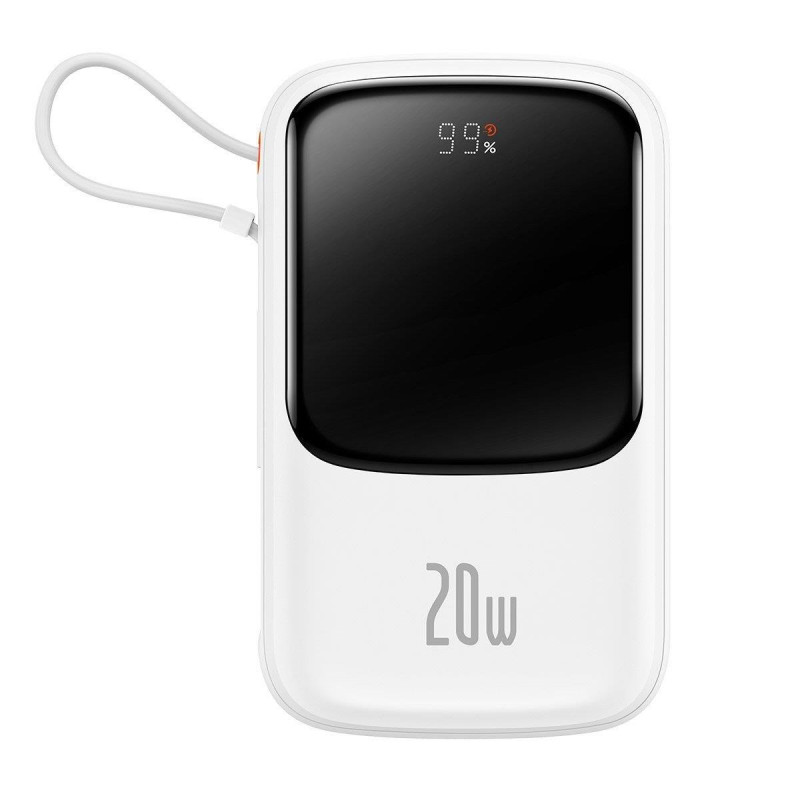 Baseus Qpow Digital Display maitinimo blokas su greito įkrovimo 10000mAh 20W QC/ PD/ SCP/ FCP su įmontuotu Lightning kab...