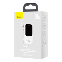 Baseus Qpow Digital Display maitinimo blokas su greito įkrovimo 10000mAh 20W QC/ PD/ SCP/ FCP su įmontuotu Lightning kab...