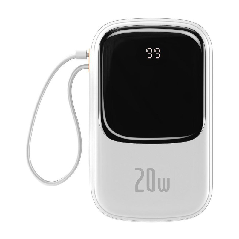 Baseus Qpow Digital Display maitinimo blokas su greitu įkrovimu 20000mAh 20W QC/ PD/ SCP/ FCP su įmontuotu Lightning kab...