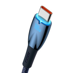 Baseus Glimmer serijos greito įkrovimo laidas USB-A - USB-C 100W 480Mb/ s 1m mėlynas