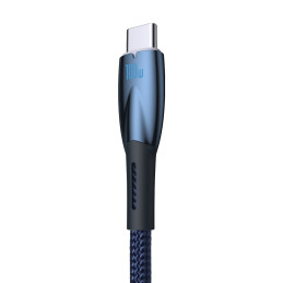Baseus Glimmer serijos greito įkrovimo laidas USB-A - USB-C 100W 480Mb/ s 1m mėlynas