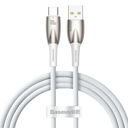 Baseus Glimmer serijos greito įkrovimo laidas USB-A - USB-C 100W 480Mb/ s 1m baltas