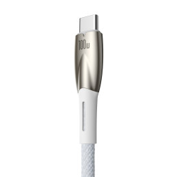 Baseus Glimmer serijos greito įkrovimo laidas USB-A - USB-C 100W 480Mb/ s 1m baltas