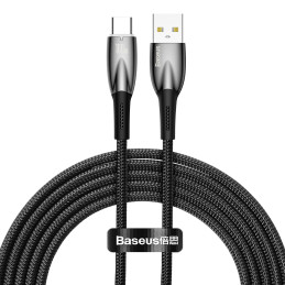 Baseus Glimmer serijos greito įkrovimo laidas USB-A - USB-C 100W 480Mb/ s 2m juodas