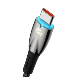 Baseus Glimmer serijos greito įkrovimo laidas USB-A - USB-C 100W 480Mb/ s 2m juodas