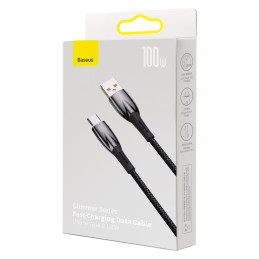 Baseus Glimmer serijos greito įkrovimo laidas USB-A - USB-C 100W 480Mb/ s 2m juodas