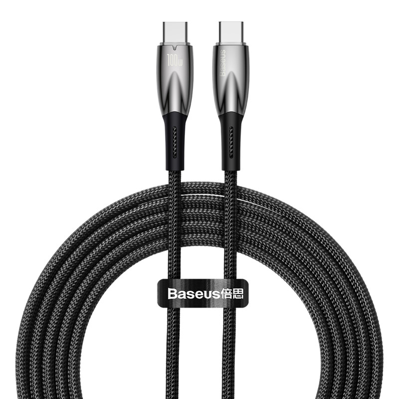 Baseus Glimmer serijos greito įkrovimo laidas USB-C 480Mb/ s PD 100W 2m juodas