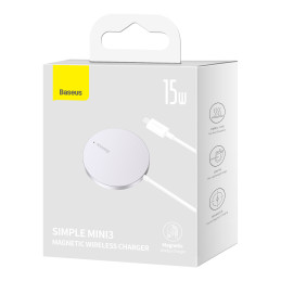 Baseus Simple Mini3 indukcinis įkroviklis 15W sidabrinis