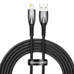 „Baseus Glimmer“ serijos kabelis USB-A – „Lightning“ 480Mb/ s 2,4A 2m juodas