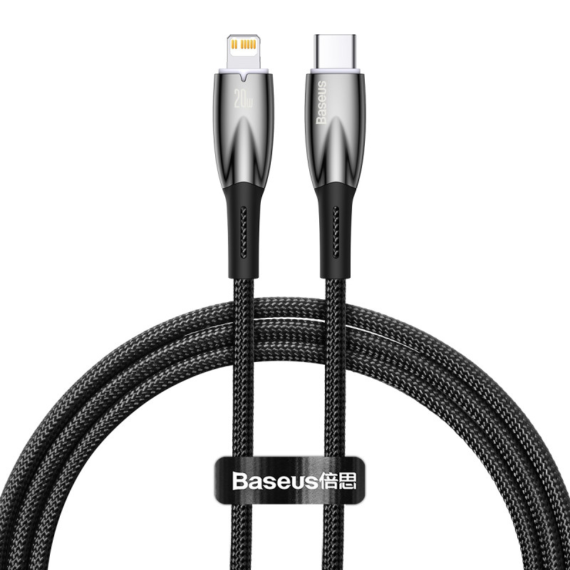 Baseus CADH000001 Lightning – USB-C PD laidas 20W 480Mb/ s 1m – juodas