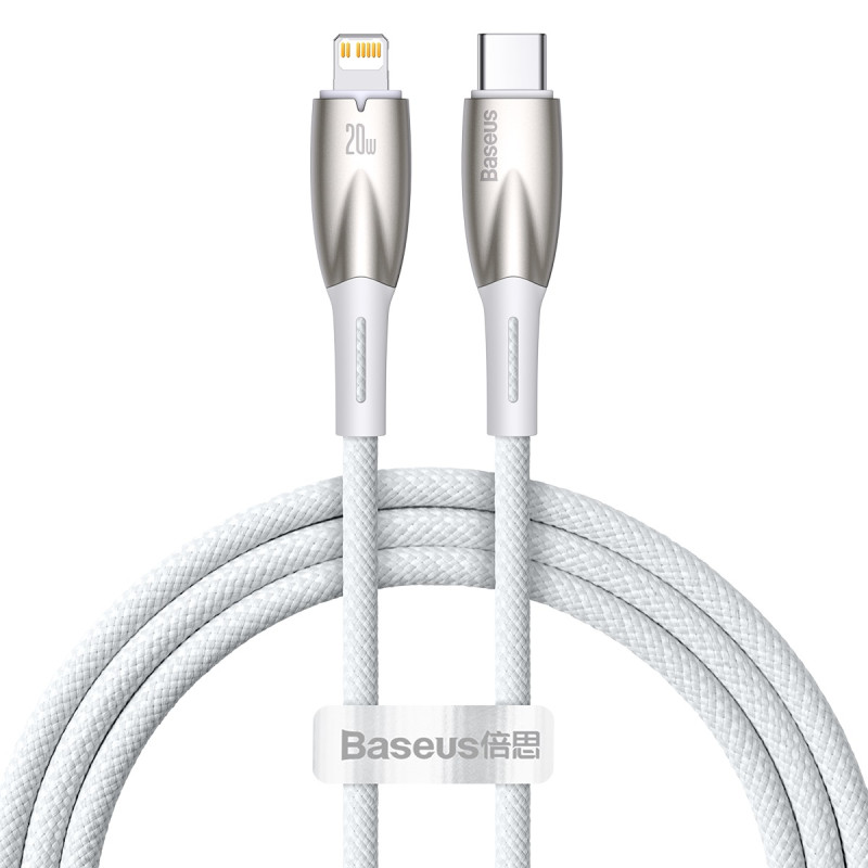 Baseus CADH000002 Lightning – USB-C PD laidas 20W 480Mb/ s 1m – baltas