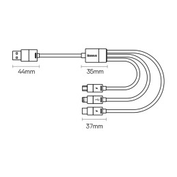 3in1 USB - mikro USB / Lightning / USB C laidas 3,5A 1,2m Baseus StarSpeed - juodas