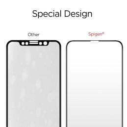 Spigen Glass FC grūdintas stiklas su juodu rėmeliu, skirtas iPhone X/ XS/ 11 Pro