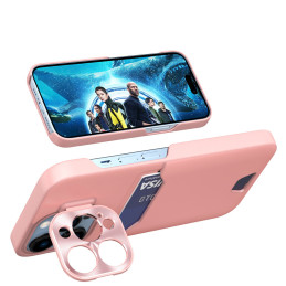 Odinis stovo dėklas, skirtas Samsung Galaxy S23+ kortelių piniginės dangtelis su rožinės spalvos stovu
