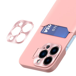 Odinis stovo dėklas iPhone 14, kortelių piniginės dangtelis su stovu, rožinis