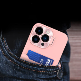 Odinis stovo dėklas iPhone 14 Plus, kortelių piniginės dangtelis su stovu, rožinis