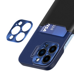 Odinis stovo dėklas iPhone 14 Pro, kortelių piniginės dangtelis su stovu, mėlynas