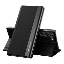 Sleep Case Pro dėklas, skirtas Samsung Galaxy S23+ su atverčiamu stovu, juodas