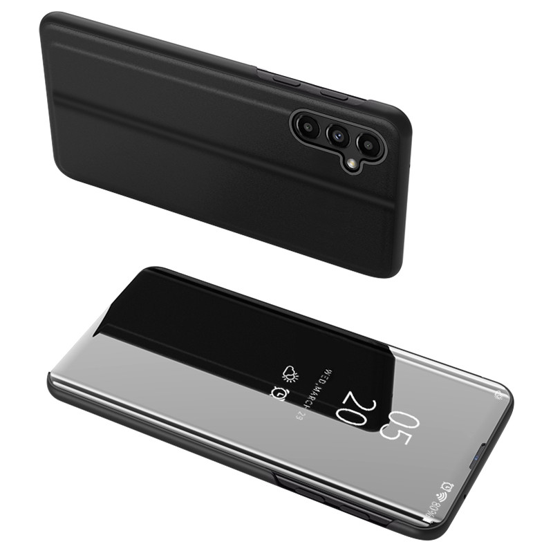 Clear View Case dėklas, skirtas Samsung Galaxy A14, dangtelis su atvartu, juodas