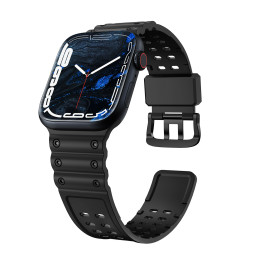 Dirželis Triple Protection Apple Watch SE dirželis, 9, 8, 7, 6, 5, 4, 3, 2, 1 (41, 40, 38 mm) apyrankė juoda