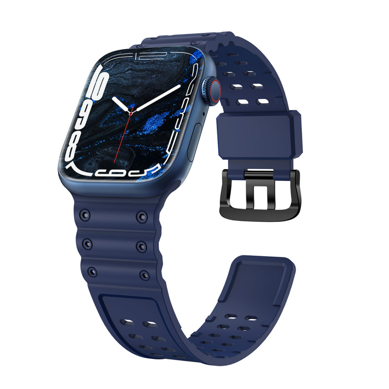 Dirželis Triple Protection Apple Watch SE dirželis, 9, 8, 7, 6, 5, 4, 3, 2, 1 (41, 40, 38 mm) apyrankė tamsiai mėlyna