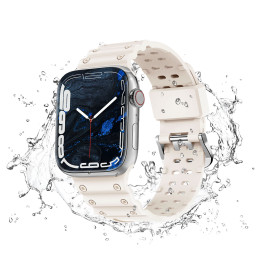 Dirželis Triple Protection Apple Watch SE dirželis, 9, 8, 7, 6, 5, 4, 3, 2, 1 (41, 40, 38 mm) apyrankė smėlio spalvos