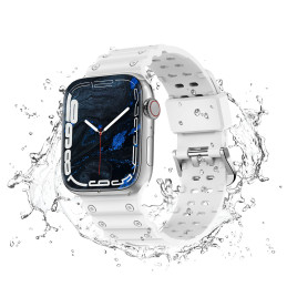 Dirželis Triple Protection Apple Watch SE dirželis, 9, 8, 7, 6, 5, 4, 3, 2, 1 (41, 40, 38 mm) juostinė apyrankė balta