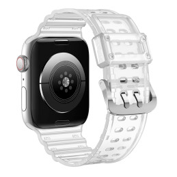 Dirželis, triguba apsauga Apple Watch SE apyrankė, 9, 8, 7, 6, 5, 4, 3, 2, 1 (41, 40, 38 mm) apyrankė permatoma