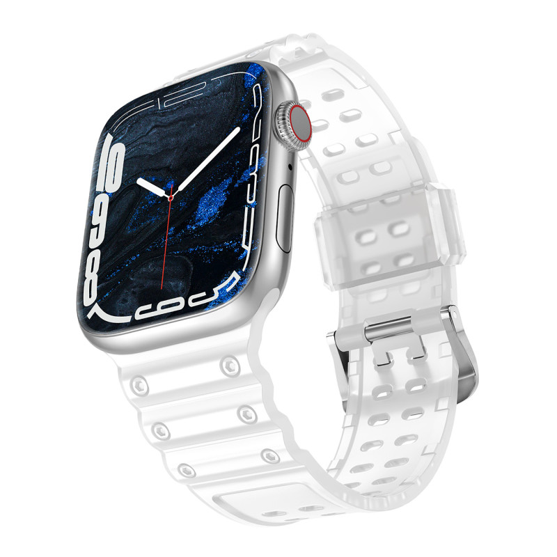 Dirželis su triguba apsauga Apple Watch Ultra Band, SE, 9, 8, 7, 6, 5, 4, 3, 2, 1 (49, 45, 44, 42 mm) apyrankė, skaidri