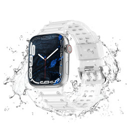 Dirželis su triguba apsauga Apple Watch Ultra Band, SE, 9, 8, 7, 6, 5, 4, 3, 2, 1 (49, 45, 44, 42 mm) apyrankė, skaidri