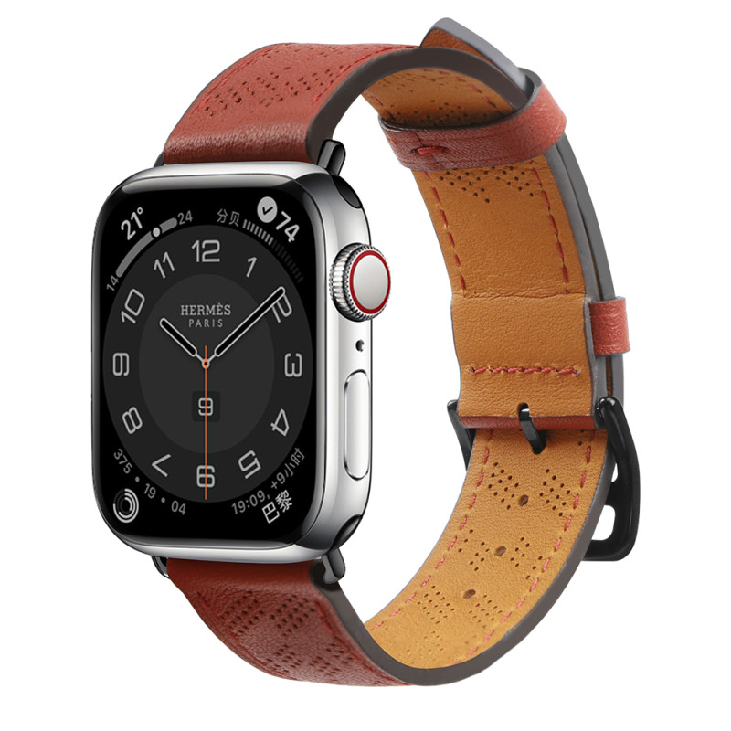 Dirželis Odinis odinis dirželis Apple Watch SE, 9, 8, 7, 6, 5, 4, 3, 2, 1 (41, 40, 38 mm) apyrankė raudona