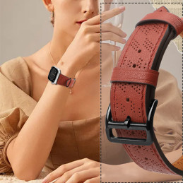 Dirželis Odinis odinis dirželis Apple Watch SE, 9, 8, 7, 6, 5, 4, 3, 2, 1 (41, 40, 38 mm) apyrankė raudona