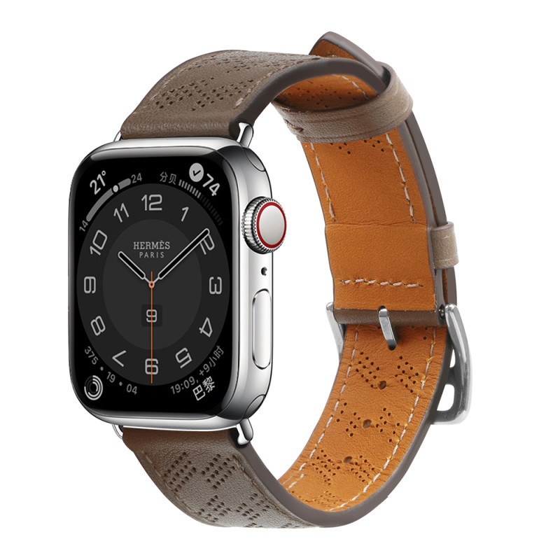 Dirželis Odinis odinis dirželis Apple Watch Ultra, SE, 9, 8, 7, 6, 5, 4, 3, 2, 1 (49, 45, 44, 42 mm) apyrankė tamsiai ru...