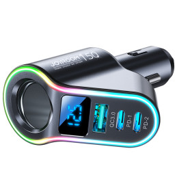 Joyroom greitas automobilinis įkroviklis 4in1 USB-A QC3.0 / 2xUSB-C PD 150W juodas (JR-CL21)