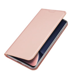 „Dux Ducis Skin Pro“ dėklas „Xiaomi 13 Pro“ su apverčiamu kortelių piniginės stovu, rožinė