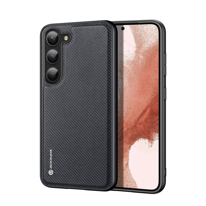 Dux Ducis Fino dėklas Samsung Galaxy S23+, dangtelis su silikoniniu rėmeliu, juodas
