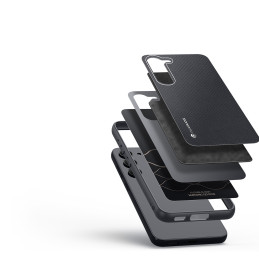 Dux Ducis Fino dėklas Samsung Galaxy S23+, dangtelis su silikoniniu rėmeliu, juodas